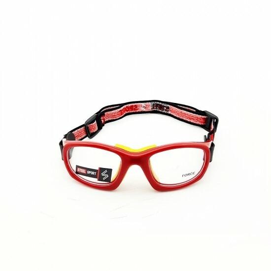 Steel Sport Marka Bandajlı Sporcu Gözlükleri - Force SS-FS C10 [Parlak Metalik Kırmızı - Sarı Pedler] - Kırmızı