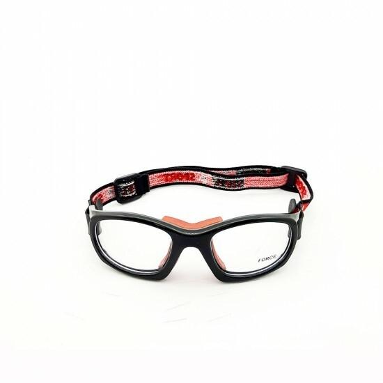 Steel Sport Marka Bandajlı Sporcu Gözlükleri - Force SS-FS C03 [Parlak Metalik Siyah - Kırmızı Pedler] - Siyah