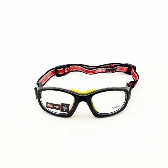 Steel Sport Marka Bandajlı Sporcu Gözlükleri - Force SS-FS C08 [Parlak Metalik Siyah - Sarı Pedler] - Siyah