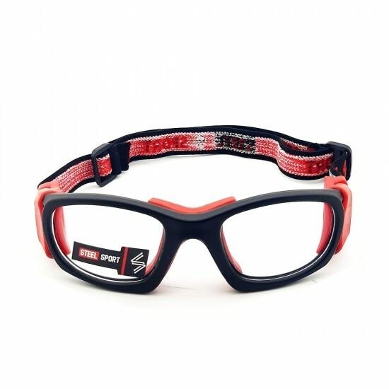 Steel Sport Marka Bandajlı Sporcu Gözlükleri - Champion SS-FS C07 [Mat Siyah - Kırmızı Pedler] - Siyah