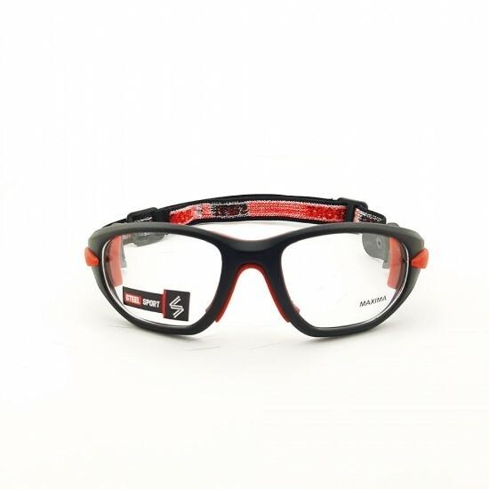 Steel Sport Marka Bandajlı Sporcu Gözlükleri - Maxima SS-FS C07 [Mat Siyah - Kırmızı Pedler] - Siyah