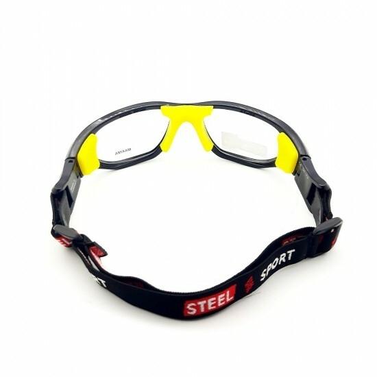Steel Sport Marka Bandajlı Sporcu Gözlükleri - Maxima SS-FS C11 [Mat Siyah - Sarı Pedler] - Siyah