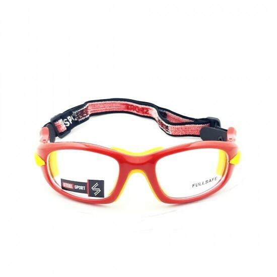 Steel Sport Marka Bandajlı Sporcu Gözlükleri - Fullsafe SS-FS C10 [Parlak Metalik Kırmızı - Sarı Pedler] - Kırmızı