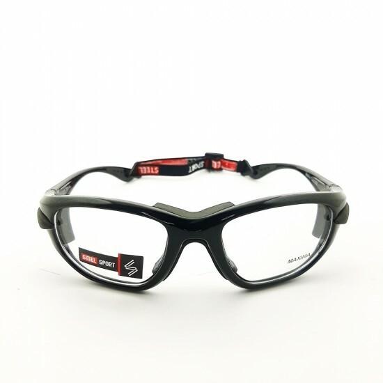 Steel Sport Marka Saplı Sporcu Gözlükleri - Maxima SS-FL C01 [Parlak Metalik Siyah] - Siyah