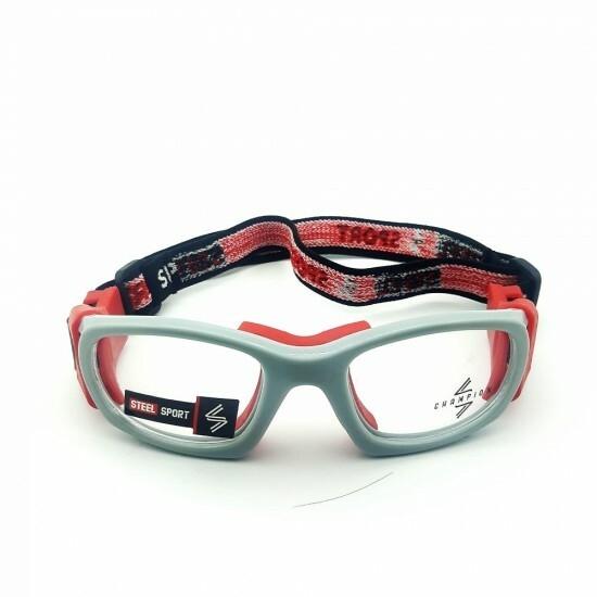 Steel Sport Marka Bandajlı Sporcu Gözlükleri - Champion SS-FS C15 [Mat Gri - Kırmızı Pedler] - Gri