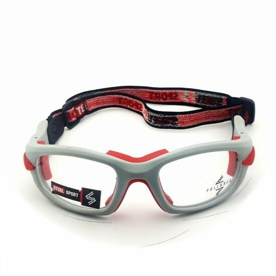 Steel Sport Marka Bandajlı Sporcu Gözlükleri - Fullsafe SS-FS C15 [Mat Gri - Kırmızı Pedler] - Gri