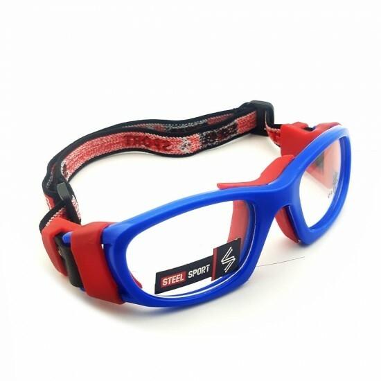 Steel Sport Marka Bandajlı Sporcu Gözlükleri - Champion SS-FS C20 [Mat Mavi - Kırmızı Pedler] - Mavi