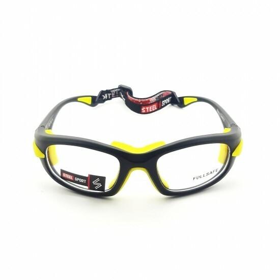 Steel Sport Marka Saplı Sporcu Gözlükleri - Fullsafe SS-FL C11 [ Mat Siyah - Sarı Pedler ] - Siyah