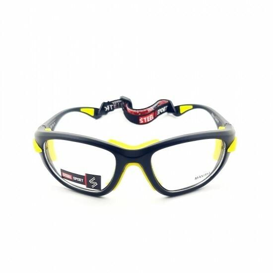 Steel Sport Marka Saplı Sporcu Gözlükleri - Maxima SS-FL C08 [Parlak Metalik Siyah - Sarı Pedler] - Siyah