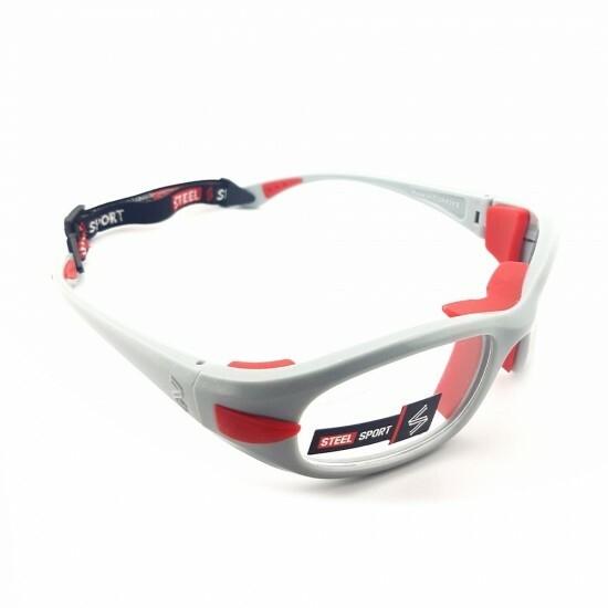 Steel Sport Marka Saplı Sporcu Gözlükleri - Fullsafe SS-FL C15 [ Mat Gri - Kırmızı Pedler ] - Gri