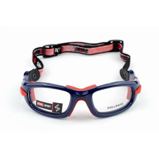 Steel Sport Marka Bandajlı Sporcu Gözlükleri - Fullsafe SS-FS C04 [Parlak Metalik Lacivert - Kırmızı Pedler] - Lacivert