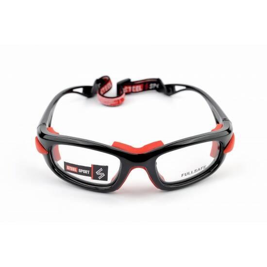 Steel Sport Marka Saplı Sporcu Gözlükleri - Fullsafe SS-FL C07 [Mat Siyah - Kırmızı Pedler] - Siyah